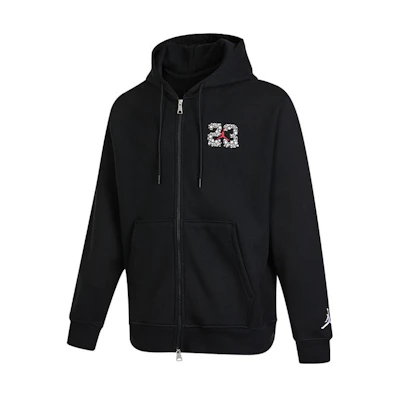 Jordan Solid Color Logo Print Letter Zip-Up Jacket Black DR6424-010