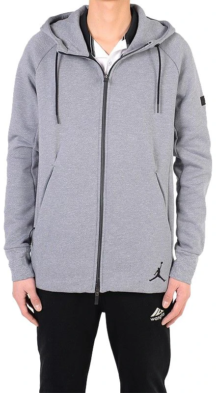 jordan-solid-color-logo-print-zip-up-drawstring-hoodie-jacket-grey-809473-065