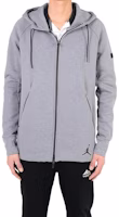 Jordan Solid Color Logo Print Zip-Up Drawstring Hoodie Jacket Grey () 809473-065 Jordan Solid Color Logo Print Zip-Up Drawstring Hoodie Jacket Grey () 809473-065