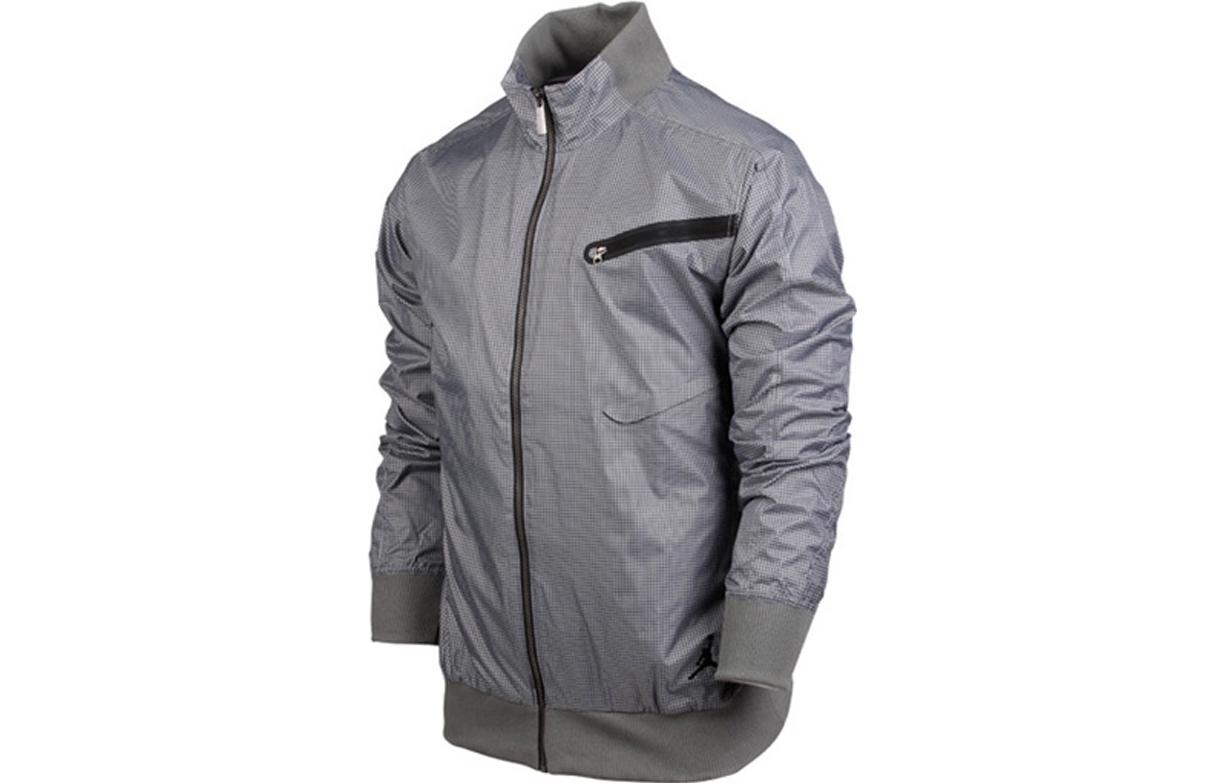 Jordan Solid Color Loose-Fit Stand Collar Jacket Grey 434369-006
