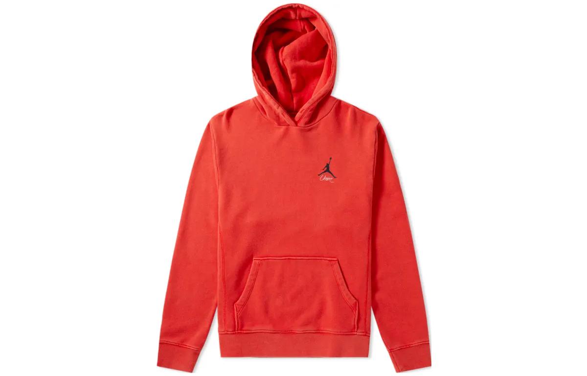 Jordan Solid Color Red Hoodie with Kangaroo Pocket - Red Pullover Sweatshirt AV4990-657