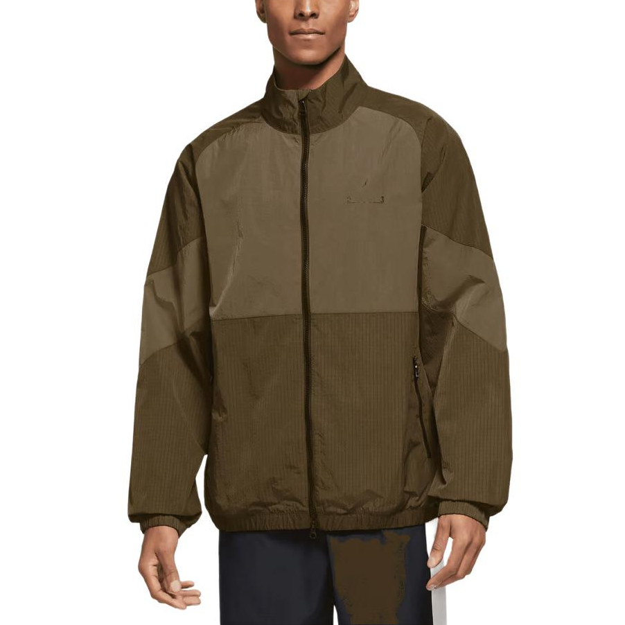 Jordan Solid Color Stand Collar Full-Zip Jacket Light Olive Green DQ8073-385