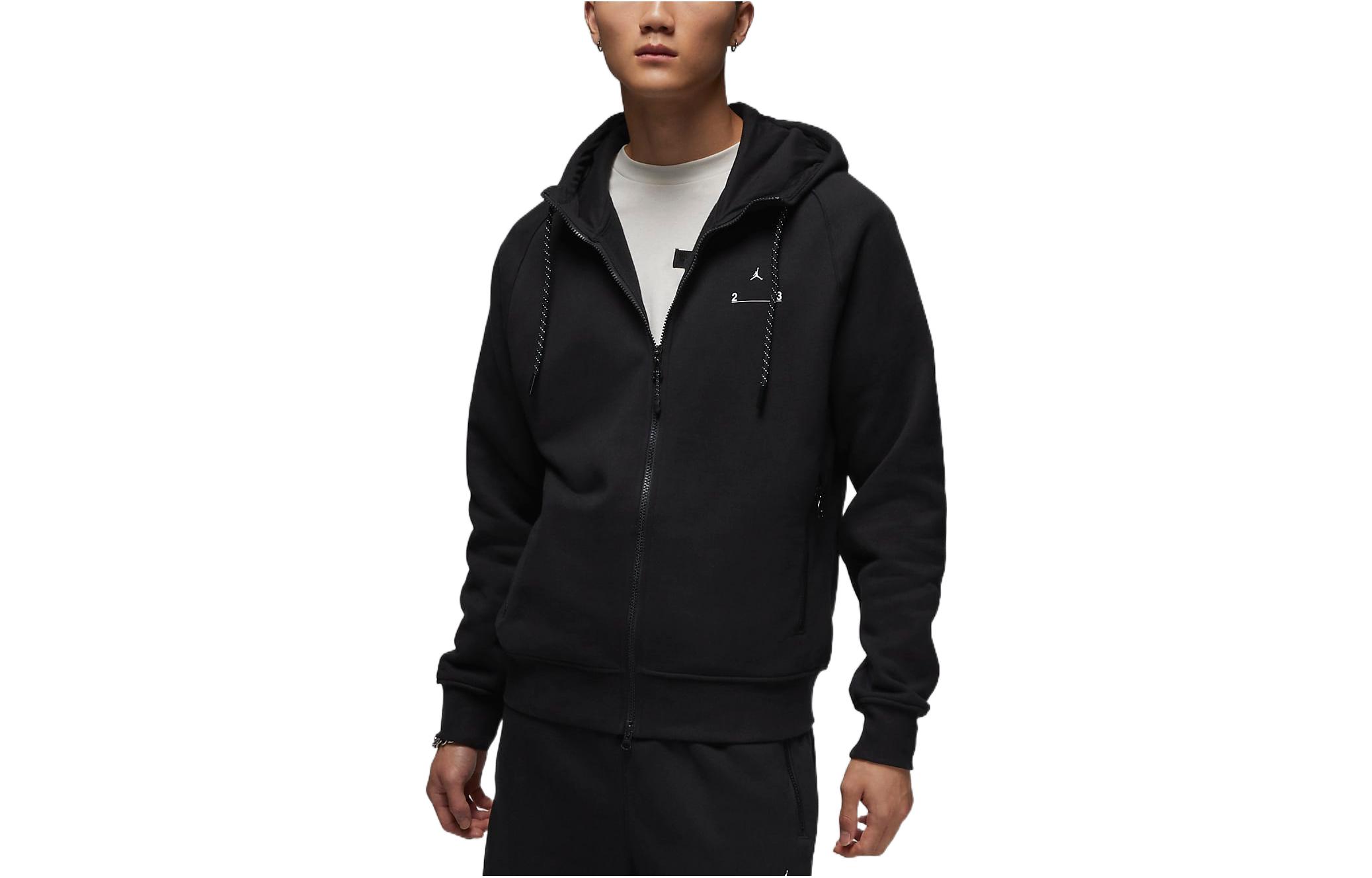 Jordan Solid Color Zip-Up Hoodie Jacket with Logo Print Black DV1590-010