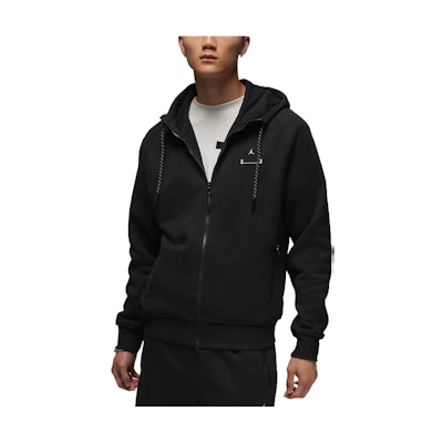 Jordan Solid Color Zip-Up Hoodie Jacket with Logo Print Black DV1590-010
