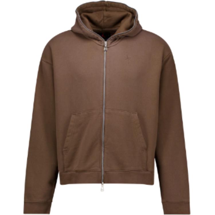 Jordan Solid Logo Brown Full-Zip Hoodie Jacket for Men DZ5500-275