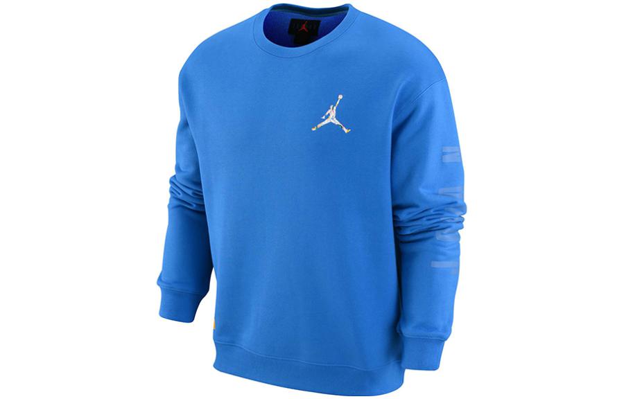 Jordan Solid Logo Crewneck Pullover Sweatshirt Blue FB7658-435
