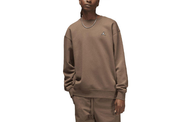 Jordan Solid Logo Crewneck Sweatshirt Brown Mens DQ7520-274