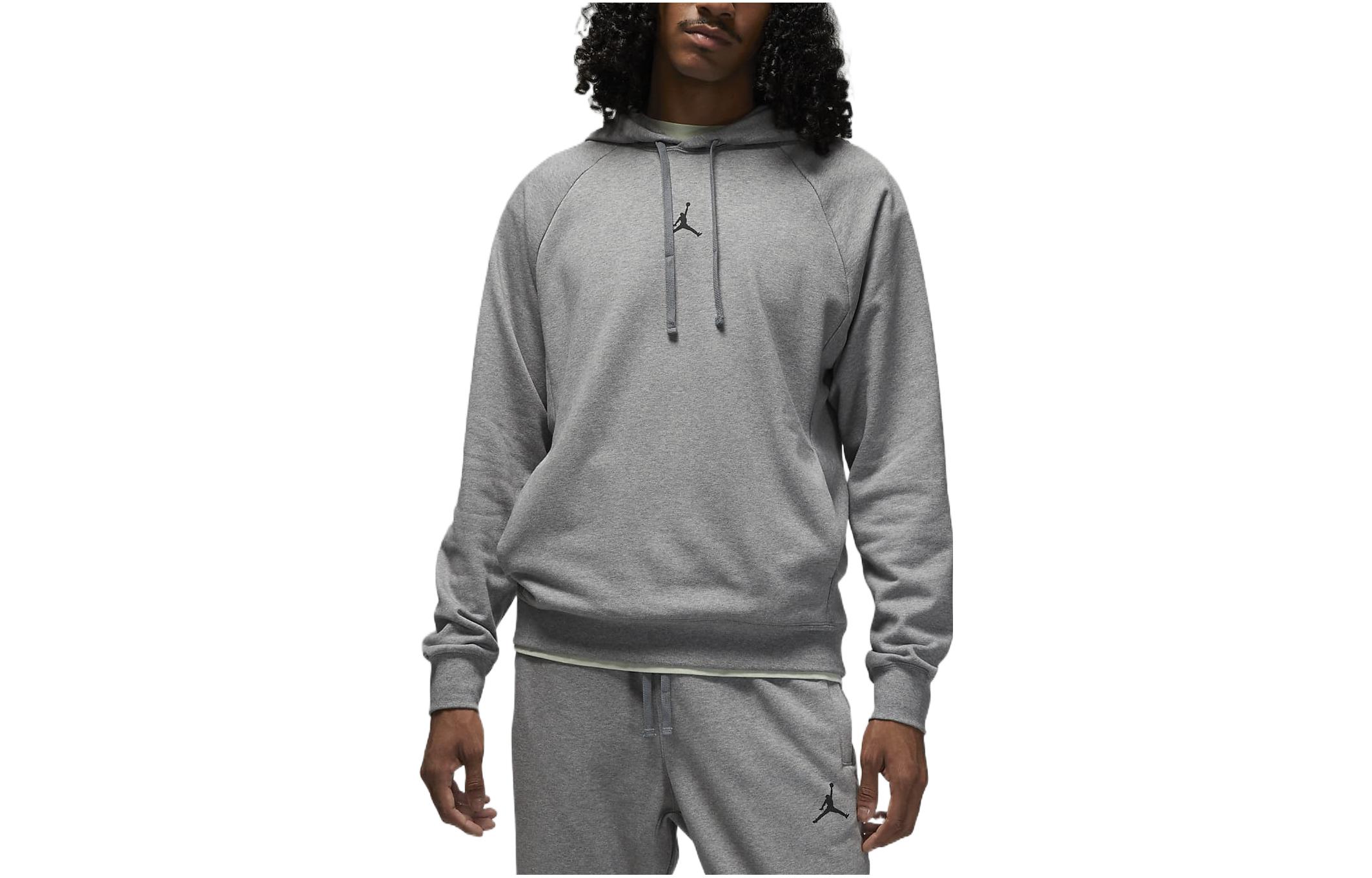 Jordan Solid Logo Embroidered Drawstring Hoodie Grey DQ7327-091