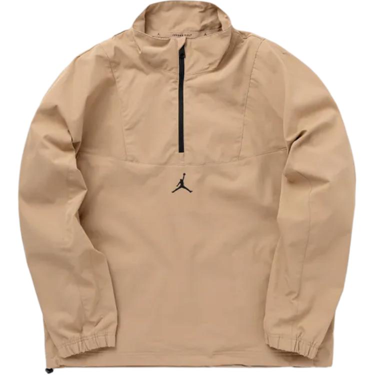 Jordan Solid Logo Print Stand Collar Pullover Sweatshirt Brown () DZ0553-200