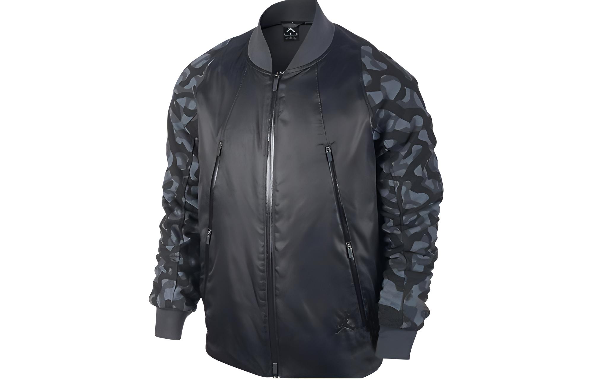 Jordan Solid Logo Print Stand Collar Zip Track Jacket Black 716847-021