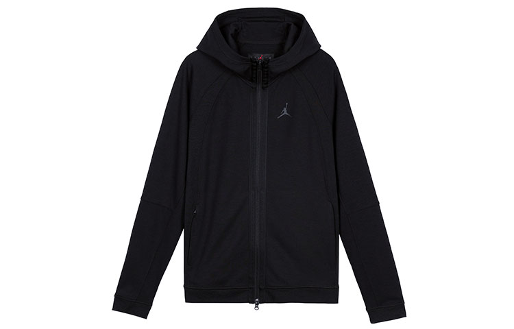 Jordan Solid Logo Print Zip-Up Hoodie Jacket Black DQ7324-010