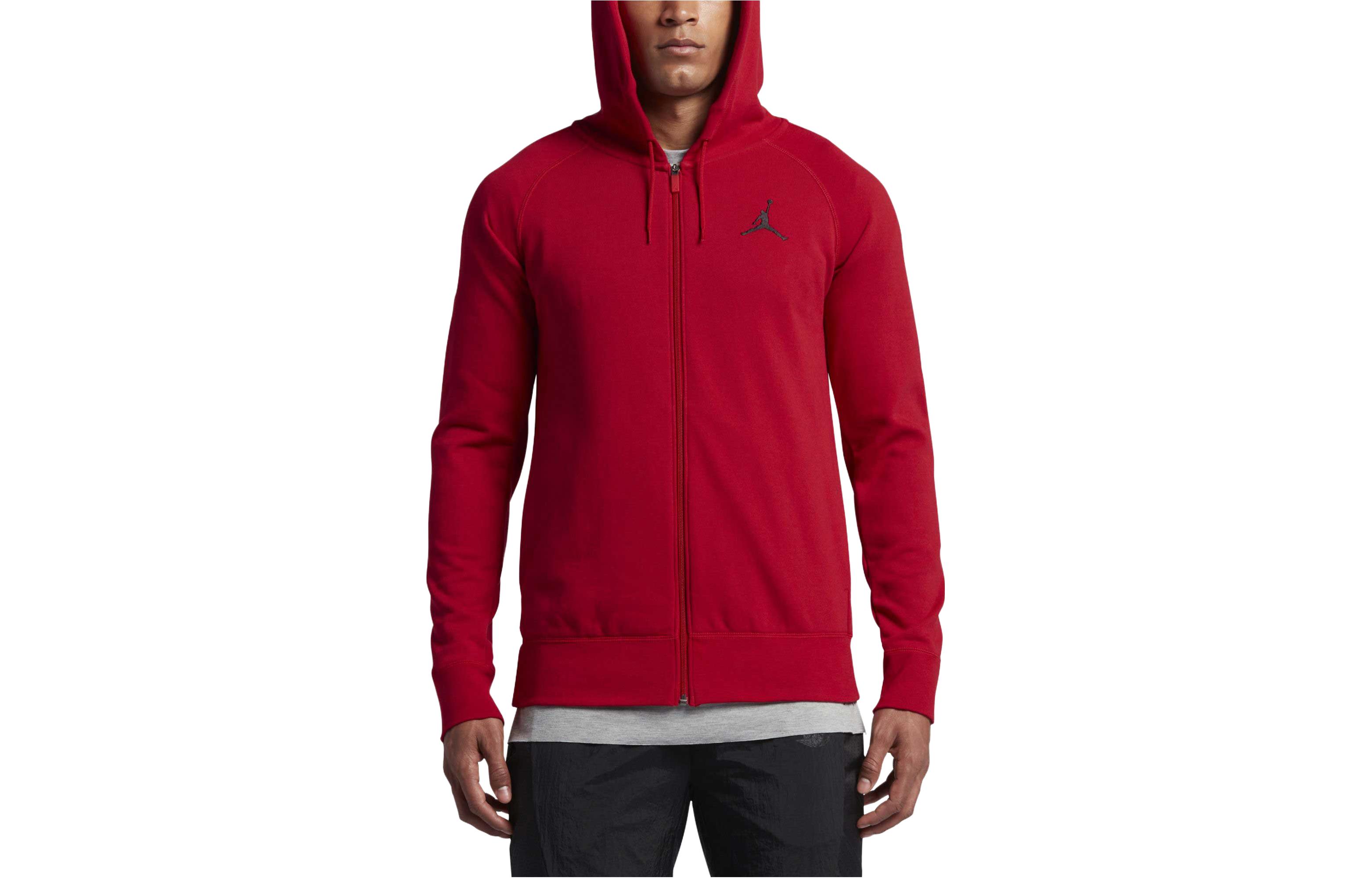 Jordan Solid Logo Print Zip Hoodie Long Sleeve Gym Red 822659-687