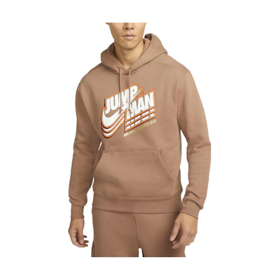 Jordan Solid Logo Printed Hoodie Khaki Long Sleeve Pullover DC9605-256
