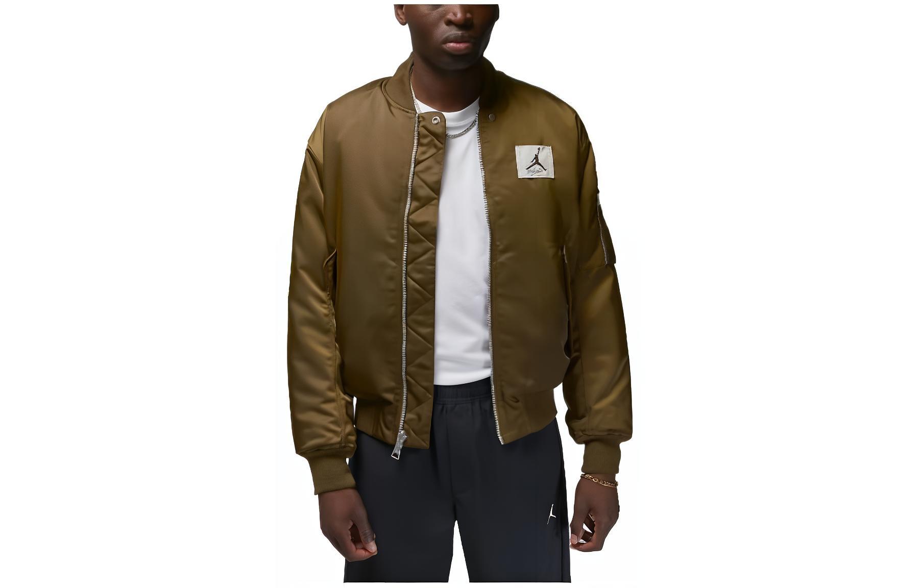Jordan Solid Logo Stand Collar Zip Pocket Jacket Brown () DQ7344-385