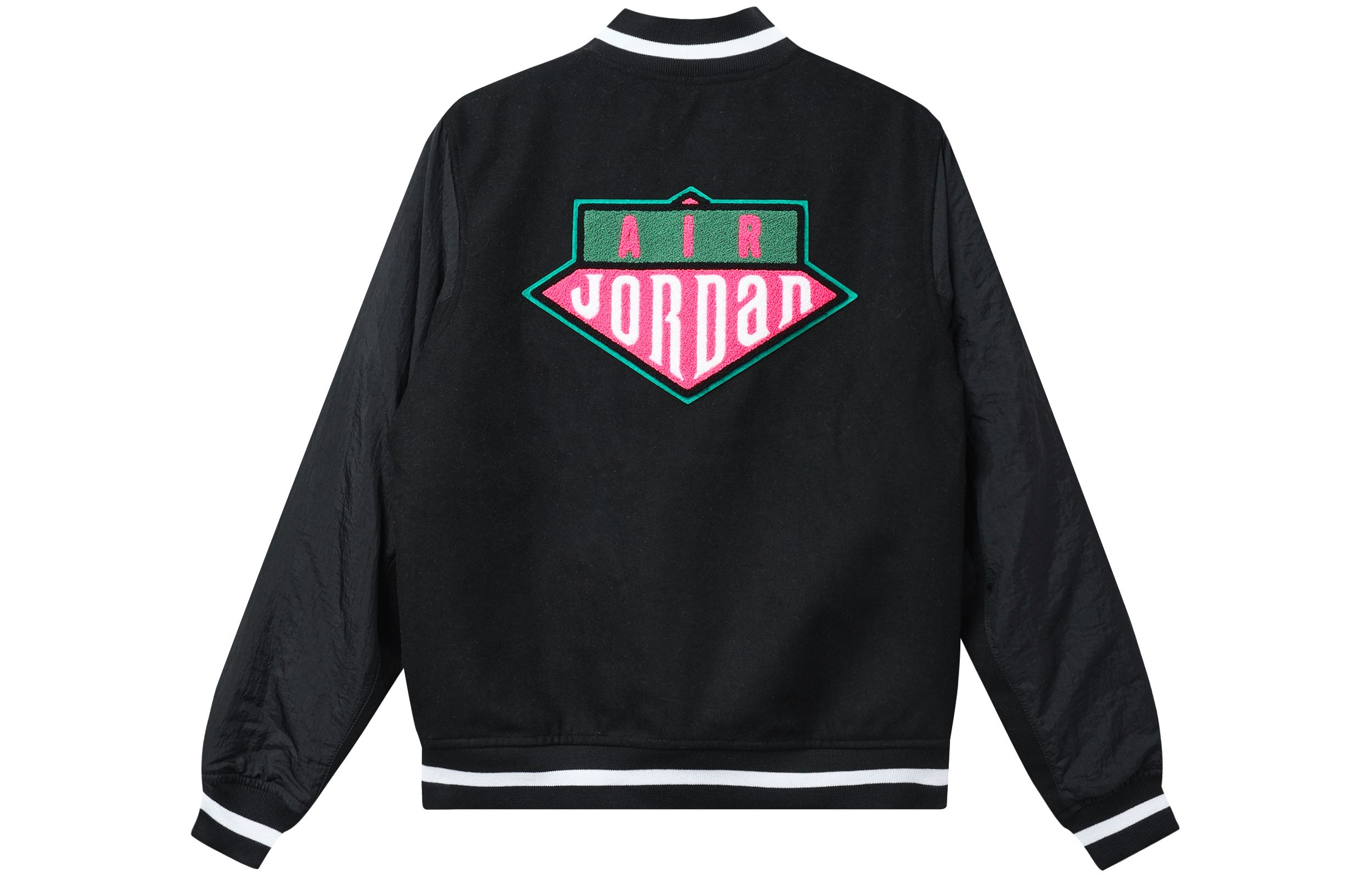 Lookbook Jordan Sport DNA Jaket Baseball Patchwork Hitam Pakaian Santai CK9351-011