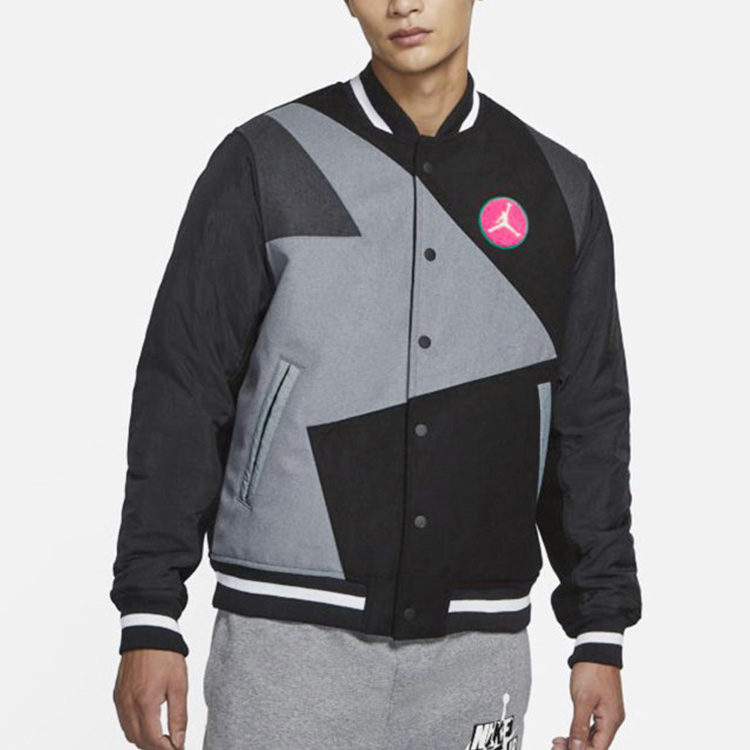 Shop Jordan Sport DNA Jaket Baseball Patchwork Hitam Pakaian Santai CK9351-011