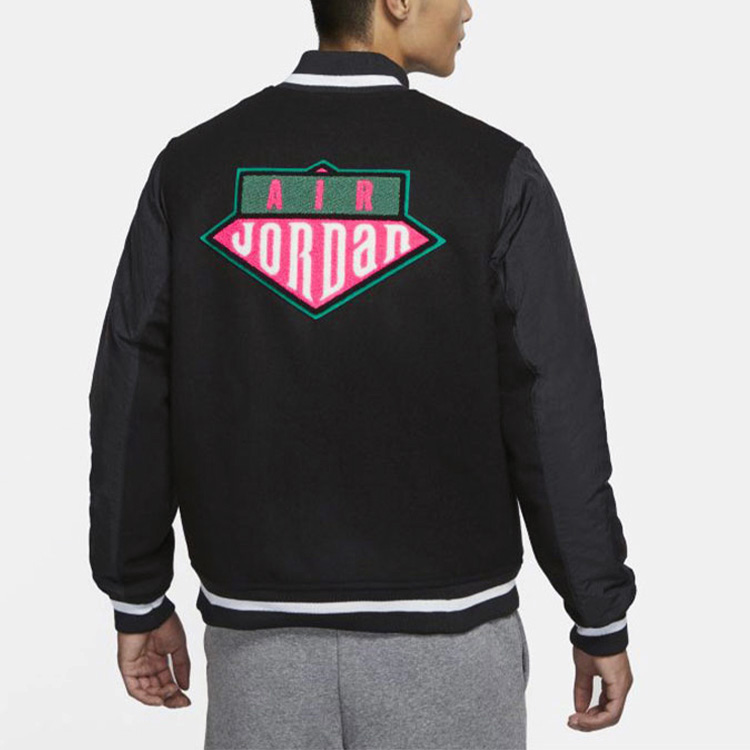 Purchase Jordan Sport DNA Jaket Baseball Patchwork Hitam Pakaian Santai CK9351-011