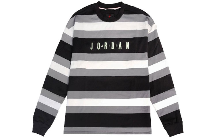 Jordan Sport DNA Black Striped Letter Colorblock Long-Sleeve Sweatshirt CV1143-010