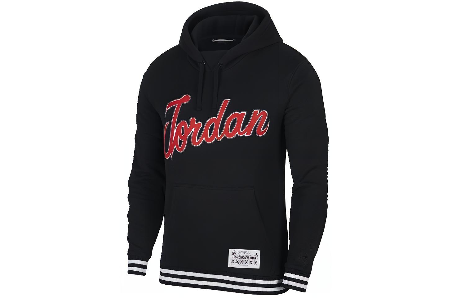 Jordan Sportswear Big Letter Hoodie Black Colorblock Pullover BQ5181-010