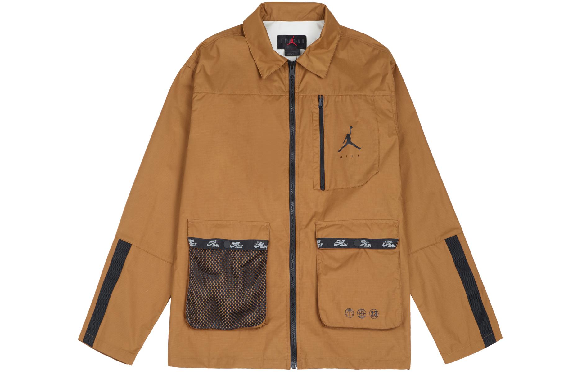 Jordan SS22 Utility Sports Windbreaker Jacket Brown Yellow DJ0243-241