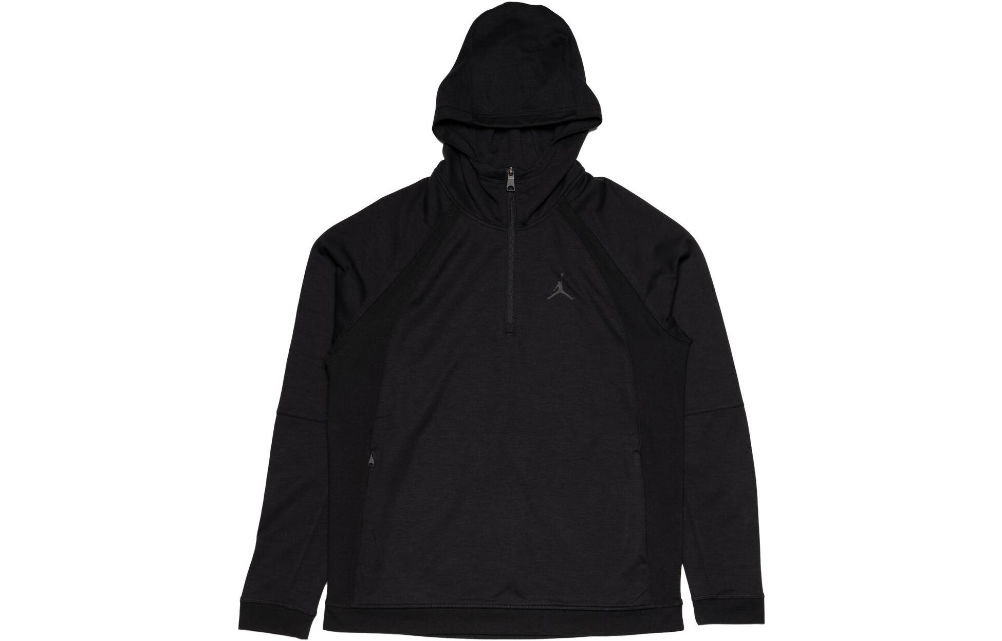Jordan SS23 Solid Color Half-Zip Hoodie Black Long Sleeve DV1245-010