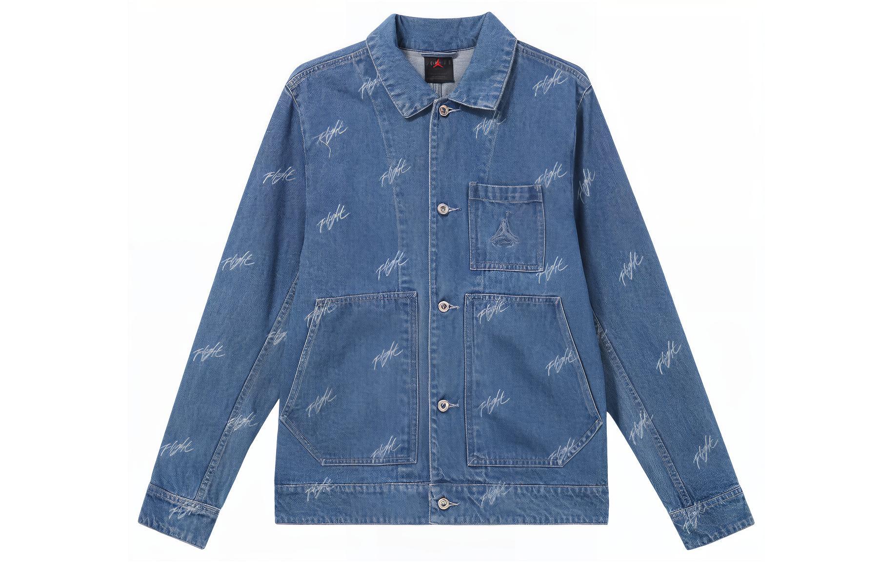 Jordan SS24 Flight Logo Embroidered Utility Jacket Blue Casual Outerwear FN4650-436