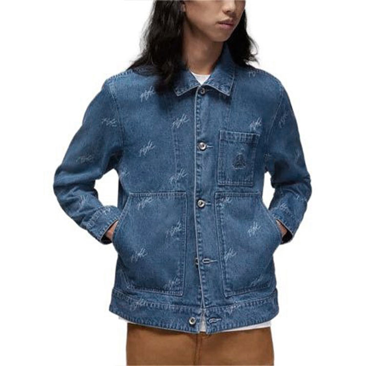 Shop Jordan SS24 Flight Logo Embroidered Utility Jacket Blue Casual Outerwear FN4650-436