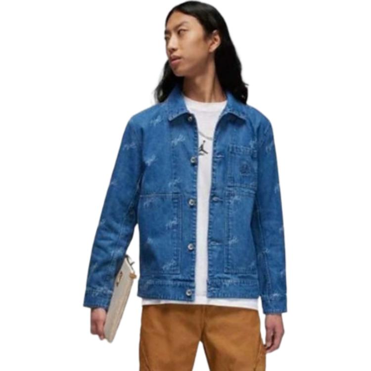 Purchase Jordan SS24 Flight Logo Embroidered Utility Jacket Blue Casual Outerwear FN4650-436