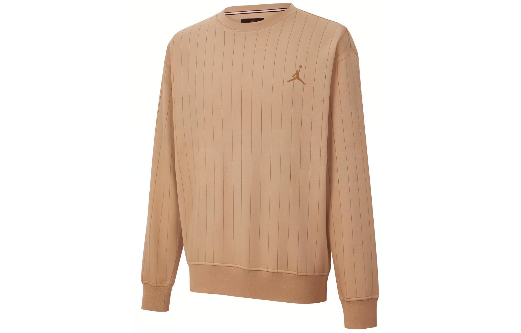 Jordan Striped Casual Crewneck Long-Sleeve Sweatshirt Camel Color FN6355-244