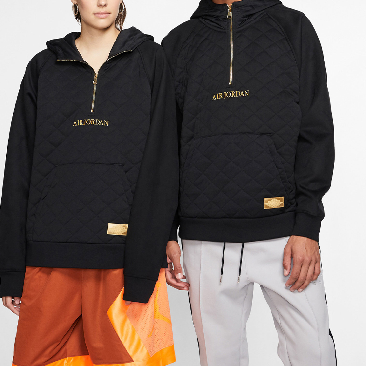 Jordan Sueded AJ85 Black Half-Zip Pullover Hoodie BQ5783-010 圖 5