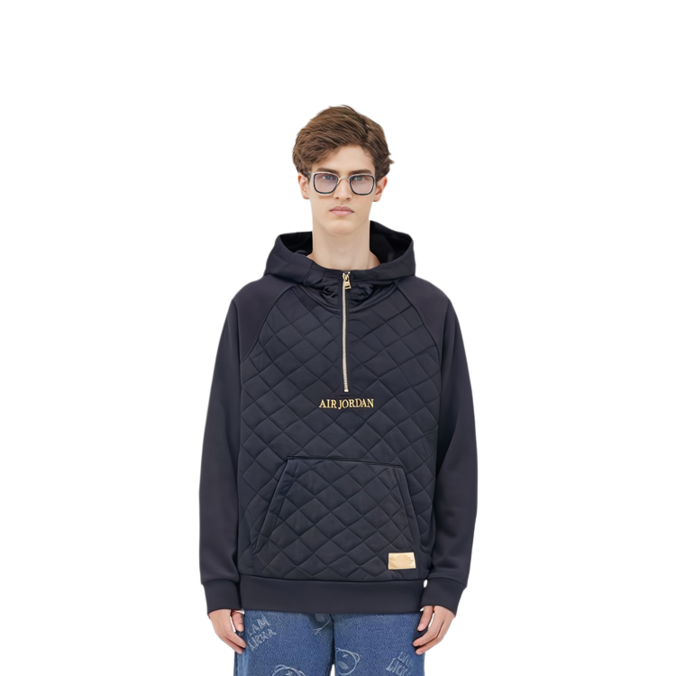 Jordan Sueded AJ85 Black Half-Zip Pullover Hoodie BQ5783-010 圖 7