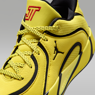 Sizing Jordan Tatum 4 Kuning Sonic/Hitam/Merah University HQ4611-700