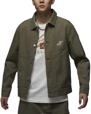 Jordan Tatum Chicago Olive Green Long Sleeve Shirt Jacket for Men HM3881-222 Order Jordan Tatum Chicago Olive Green Long Sleeve Shirt Jacket for Men HM3881-222