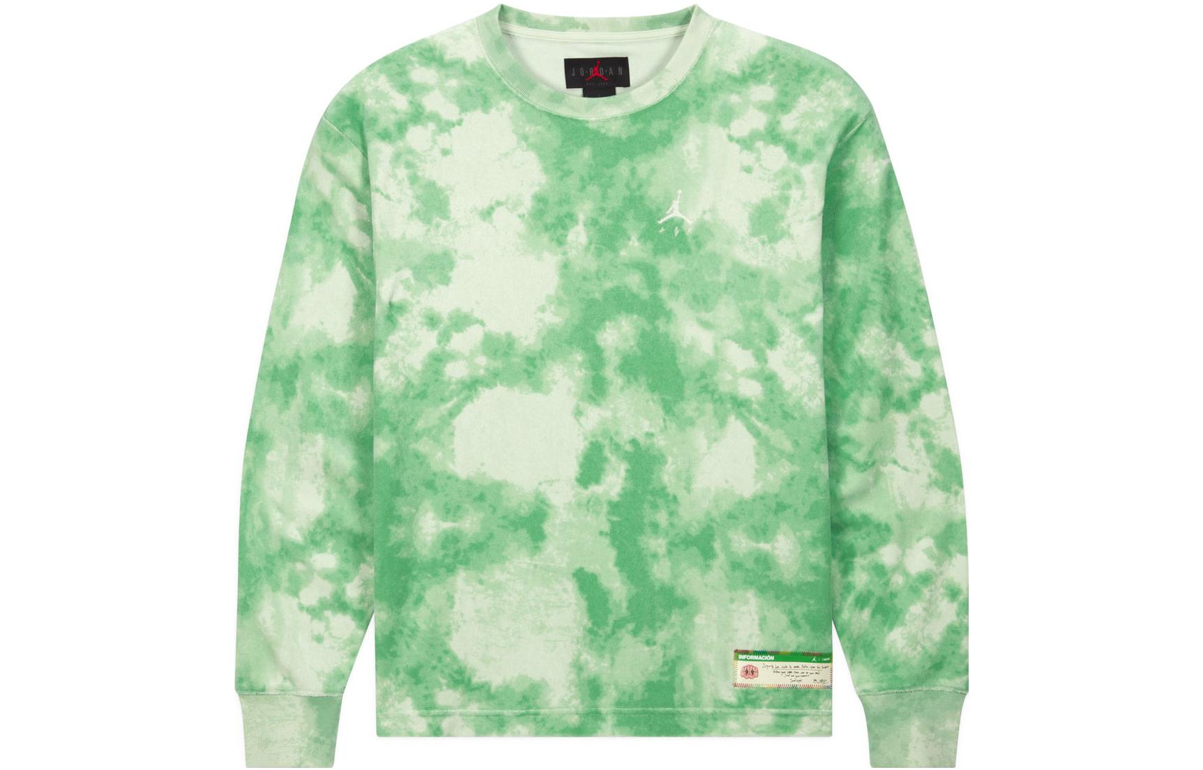 Jordan Tie-Dye Logo Printed Crewneck Sweatshirt Green Long Sleeve DR3102-316