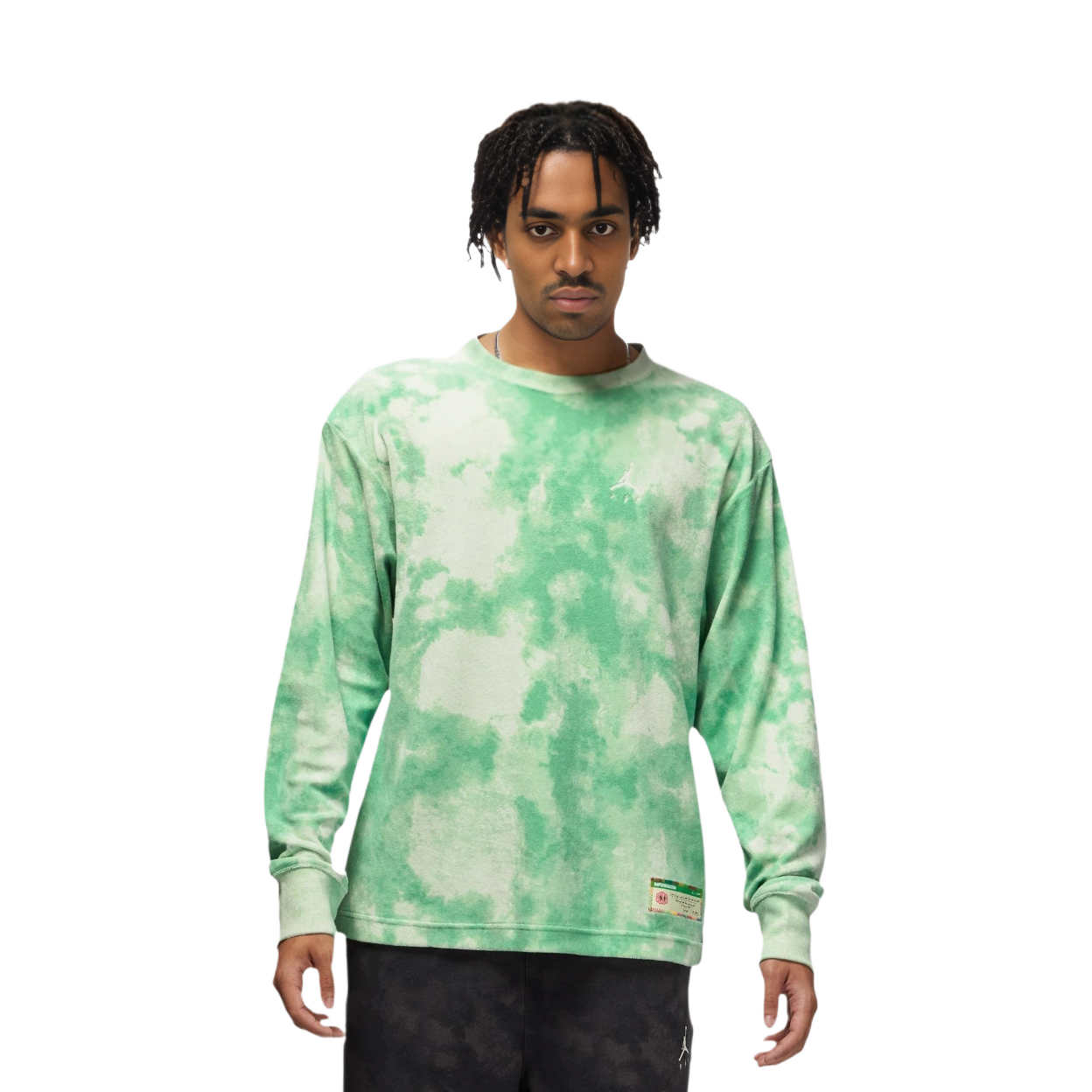 Shop Sweatshirt Jordan Hijau Lengan Panjang Tie-Dye Logo Crewneck untuk Lelaki DR3102-316