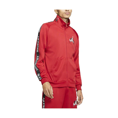 Jordan Tricot Warm-Up Jacket Red Zip-Up with Logo Print Long Sleeve CT9414-687