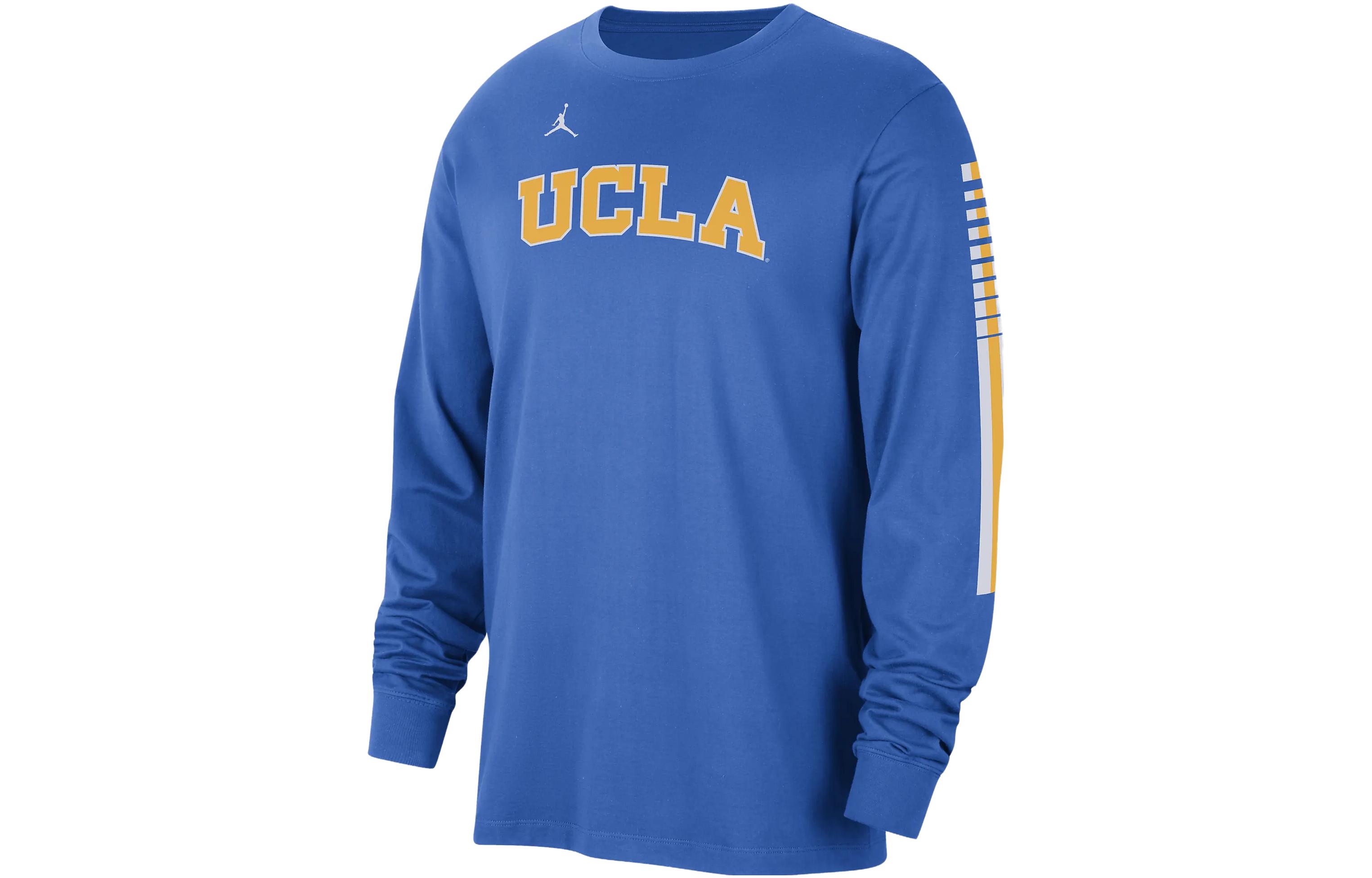 Jordan UCLA Letter Print Colorblock Crewneck Long Sleeve T-Shirt  Blue FN6387-403