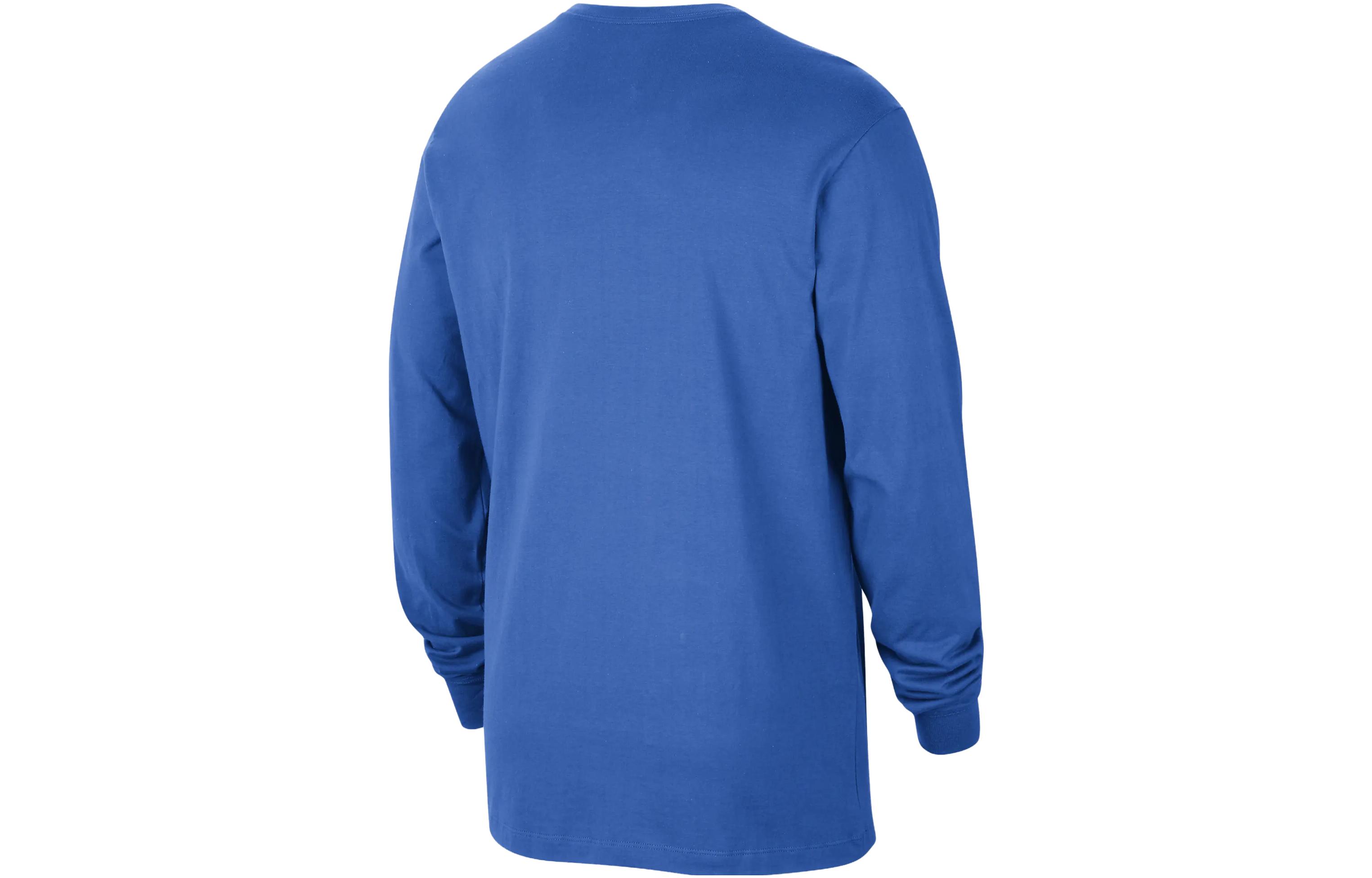 Lookbook 조던 UCLA 레터 프린트 배색 크루넥 긴팔 티셔츠 블루 FN6387-403