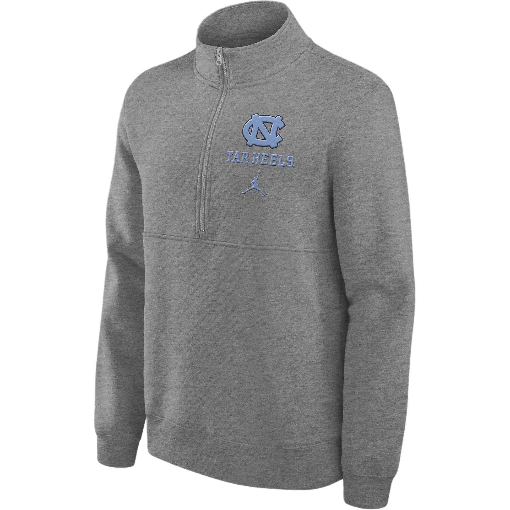 Jordan UNC Tar Heels Primetime Club Letter Print Gray Stand Collar Sweatshirt 0JJW06GNCN-4V0