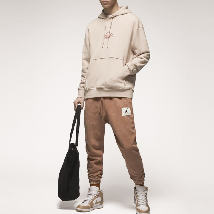 Shop Jordan Valentine's Series Embroidered Hoodie Fossil Limestone Color FD4801-292