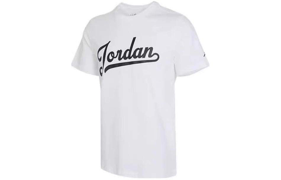 Jordan White Crewneck Short Sleeve Tee with Breathable Letter Print. FN5959-100