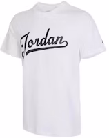 Jordan White Crewneck Short Sleeve Tee with Breathable Letter Print. FN5959-100 Jordan White Crewneck Short Sleeve Tee with Breathable Letter Print. FN5959-100