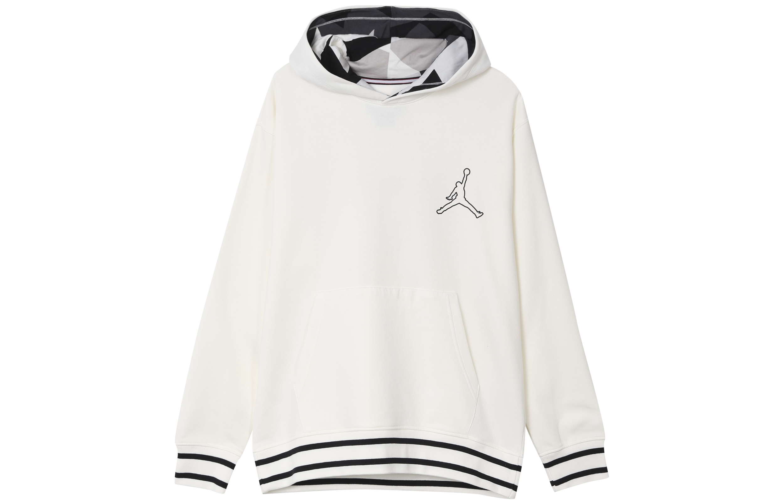Jordan White Fleece Hoodie with Multicolor Logo Print FD7403-133