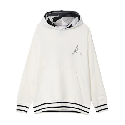 Jordan White Fleece Hoodie with Multicolor Logo Print FD7403-133