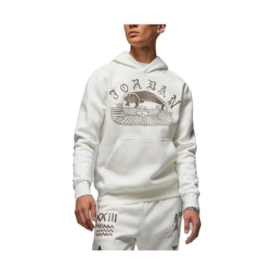 Jordan White Graphic Print Pullover Hoodie with Letter Design DV7572-133