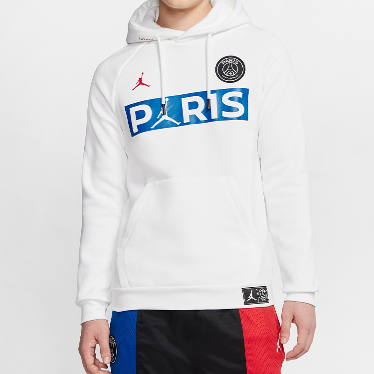 Shop Jordan White Hoodie Letter Print Long Sleeve Sweatshirt BQ8351-100