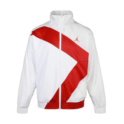 Jordan White Windproof Sports Jacket with Stand Collar CI7916-100