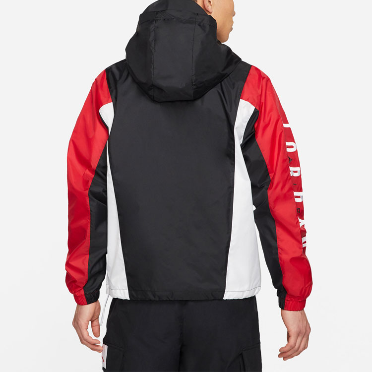 Details for 乔丹防风撞色Logo连帽编织夹克 黑色 男款 DQ8642-010