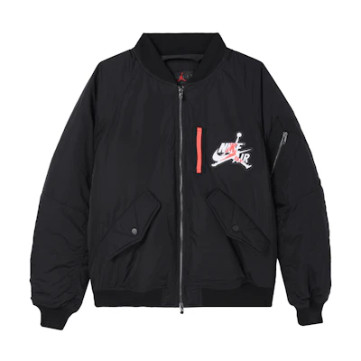 Jordan Wings MA-1 Logo Print Black Winter Bomber Jacket for Men AV2599-010
