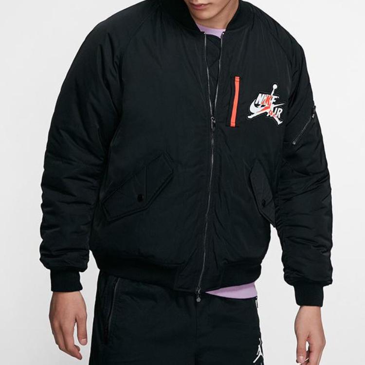 Purchase 乔丹Wings MA-1黑色冬季男款印花飞行员夹克 AV2599-010